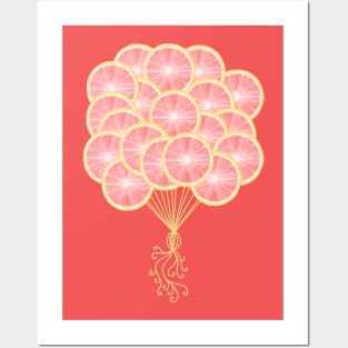 Pink Grapefruit Citrus Balloons Posters and Art